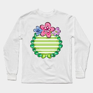 Watercolor Heart Flowers Frame Long Sleeve T-Shirt